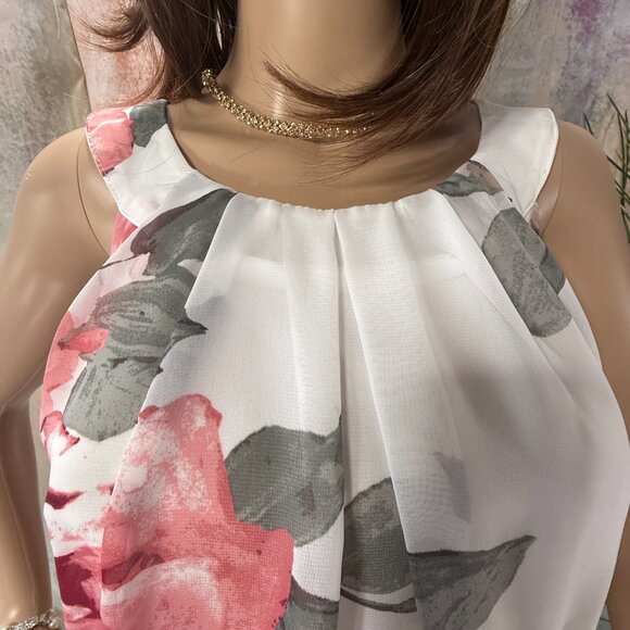 πRobbie Bee Flattering Floral Sleeveless Elastic Waistline Chiffon Maxi Dress - Picture 4 of 16